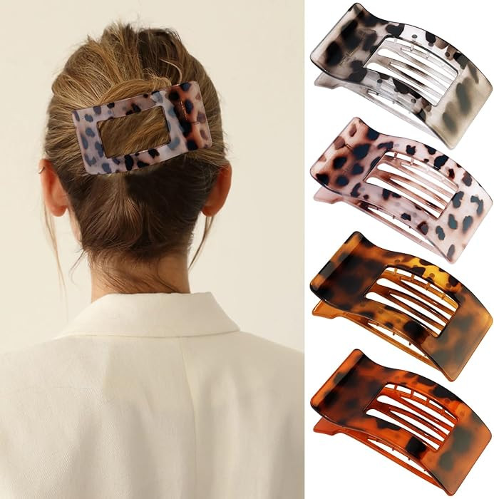 Velscrun Flat Hair Clips for Women Girls, Matte Lay Flat Claw Clips, Strong Hold Large Side Hair ... | Amazon (US)