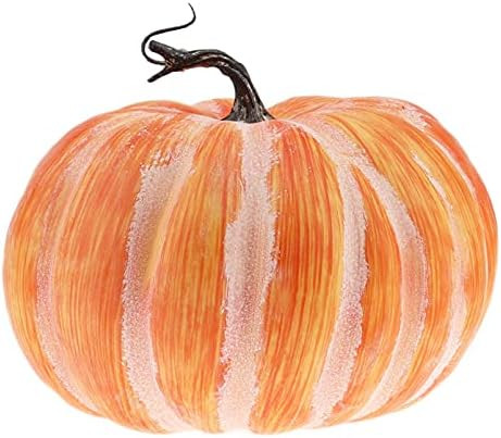 Woration 8.4" Faux Large Yellow Pumpkin Decoration Halloween Fall Decor | Amazon (US)