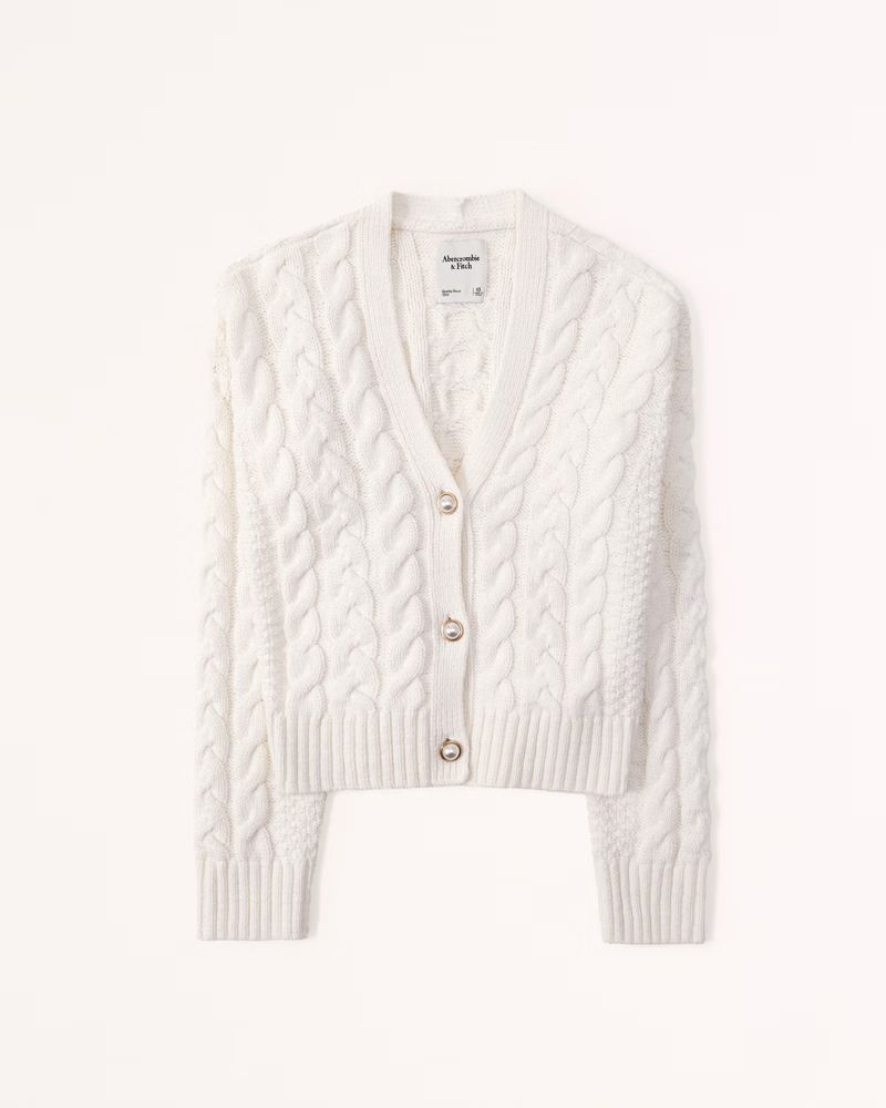 Chenille Cable Short Cardigan | Abercrombie & Fitch (US)