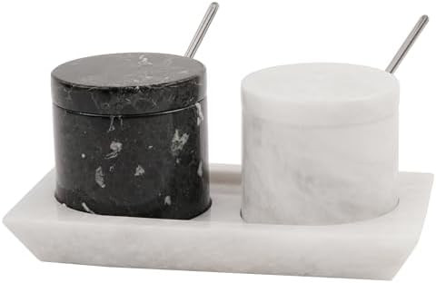 Radicaln Marble Salt Cellar With Lid Set of 2 Black and White Handmade Salt and Pepper Bowl Box W... | Amazon (US)