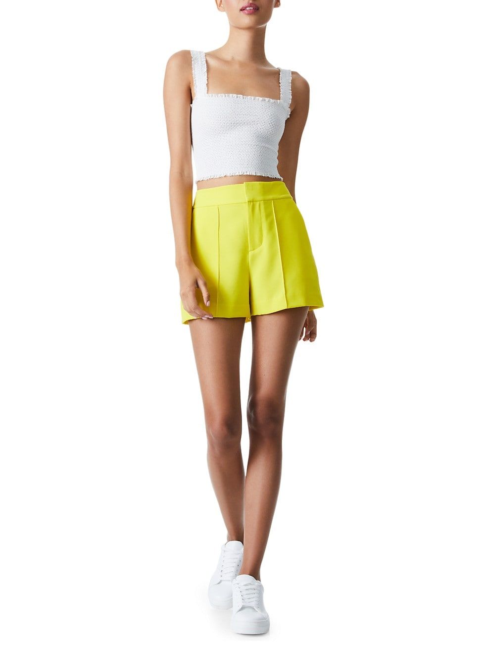 Dylan High-Rise Tab Pintuck Shorts | Saks Fifth Avenue