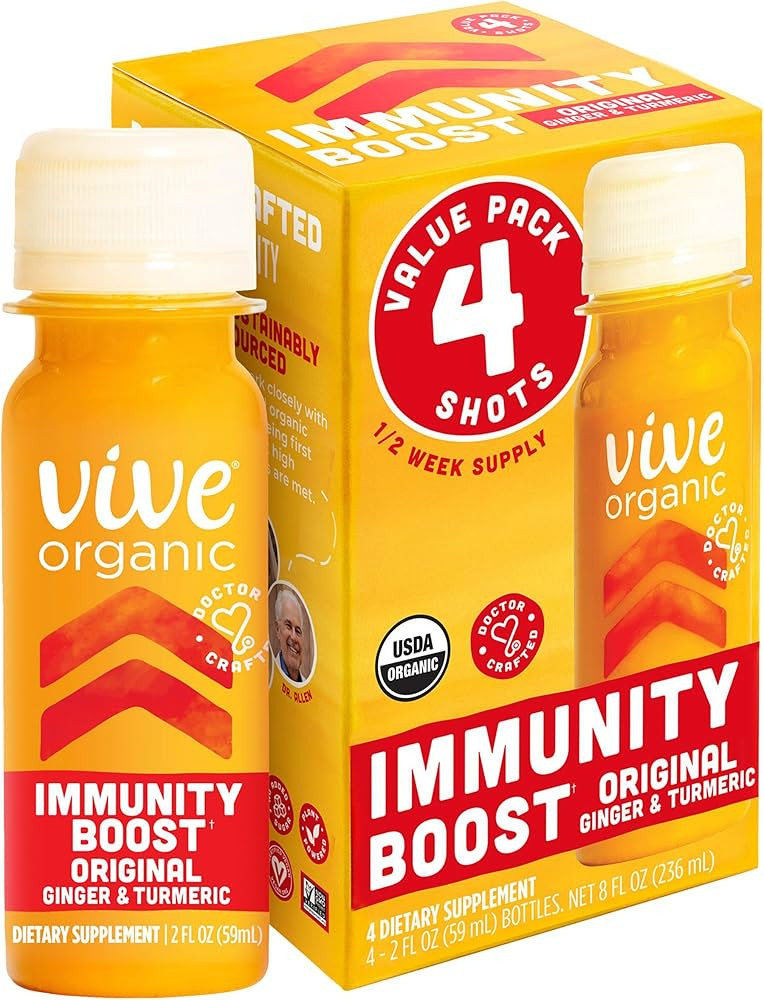 Vive Organic Original Ginger and Turmeric Immunity Boost Shot, Potent Wellness Shots, Gluten Free... | Amazon (US)