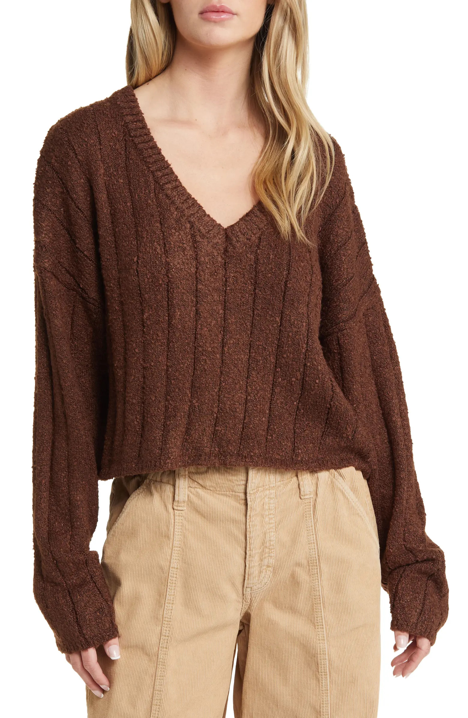 V-Neck Rib Crop Sweater | Nordstrom