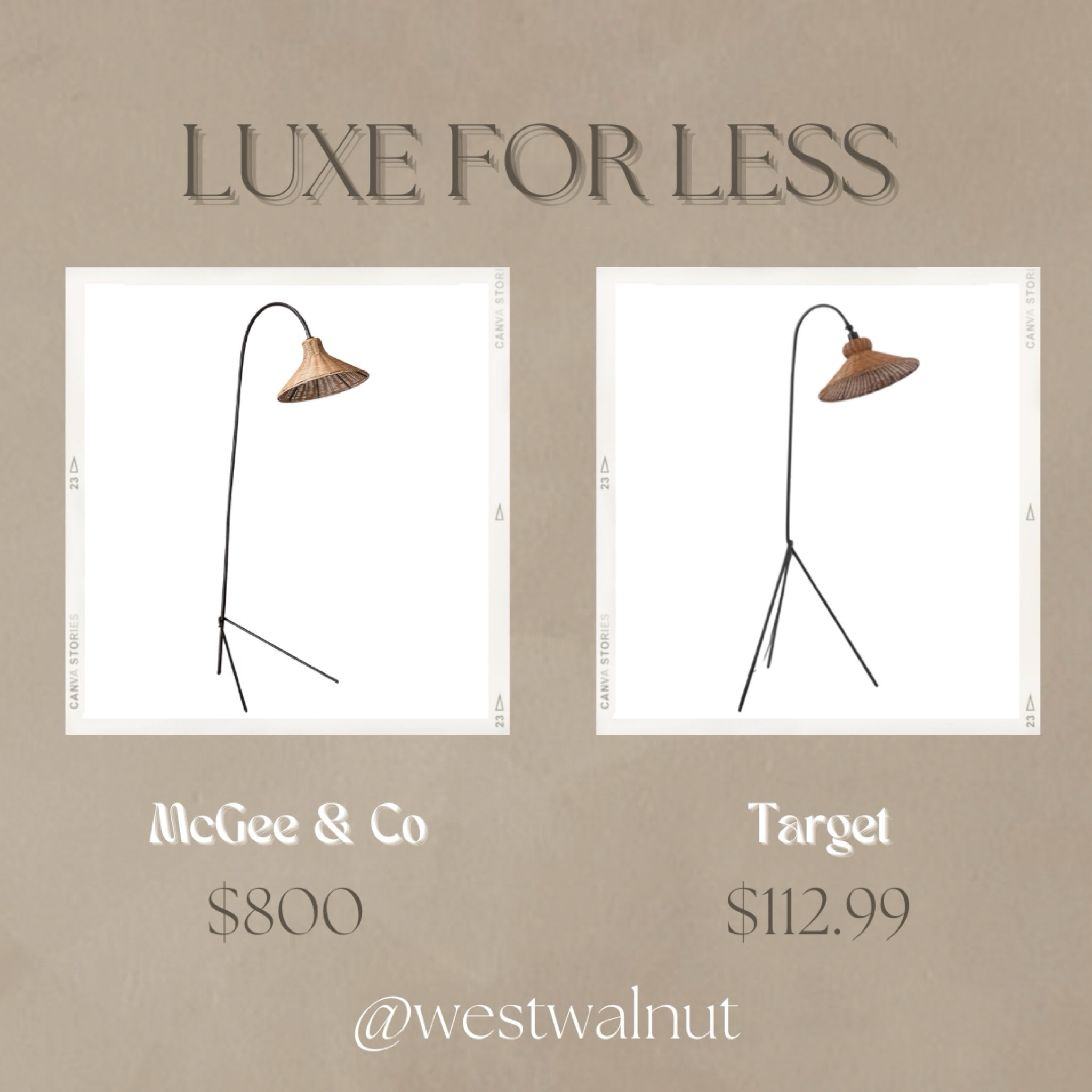 Rattan Floor Lamp Luxe For Less

On the left is the Johanson Woven Floor Lamp from McGee & Co. It is constructed with a stainless steel base in oil rubbed bronze and a rattan shade!
Dimensions: 19.5" W x 26" D x 63" H

On the right is the Myah 62 Inch Floor Lamp from Target. It is constructed with wrought iron and rattan.
Dimensions: 24”W x 31”D x 63.75”H

#lamp #moderndecor #affordabledecor #dupe #dupes #homeonabudget #organicmodern #neutralstyle 

#LTKHome