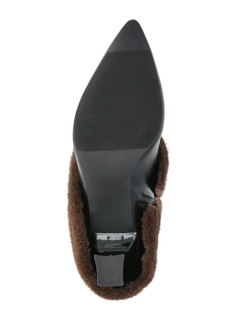 No Boundaries Women's Heeled Faux Fur Cuff Boots | Walmart (US)