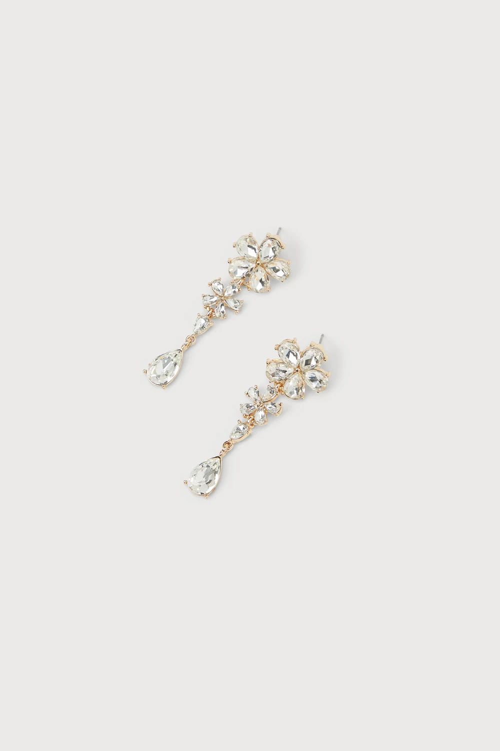 Deluxe Radiance Gold Rhinestone Flower Drop Earrings | Lulus