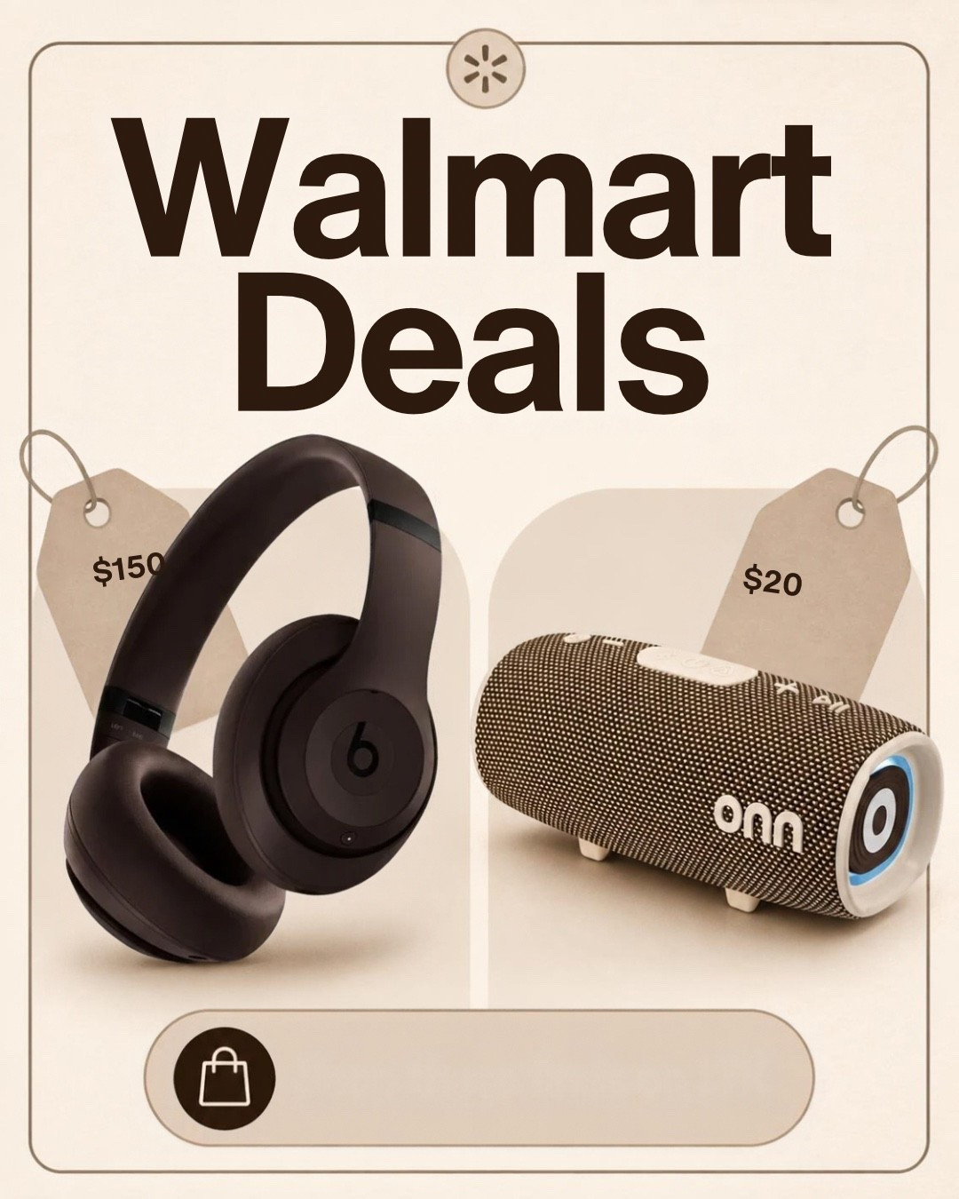 Walmart 🤎 Deals!! 

Beats by Dr. Dre Studio Pro Over Ear Headphones MQTT3LL/A, Deep Brown / onn Medium Rugged Speaker with LED Lighting, Tan / gift ideas