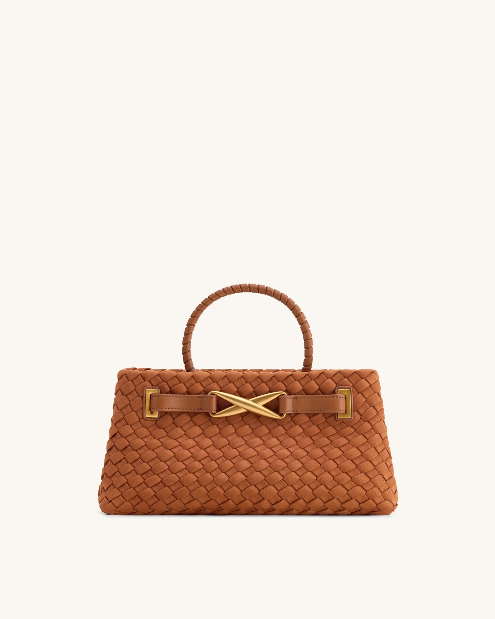 Elora Faux Suede Woven Tote Bag - Brown | JW PEI US