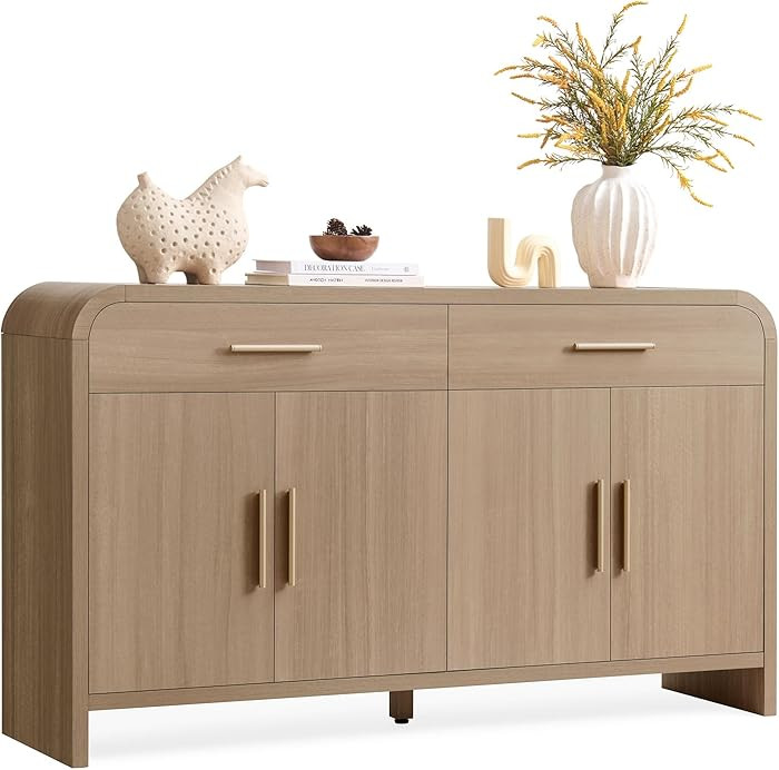 Sideboard Buffet Cabinet with Storage Modern Curved Console Cabinet with Drawers FSC-Certified Wo... | Amazon (US)