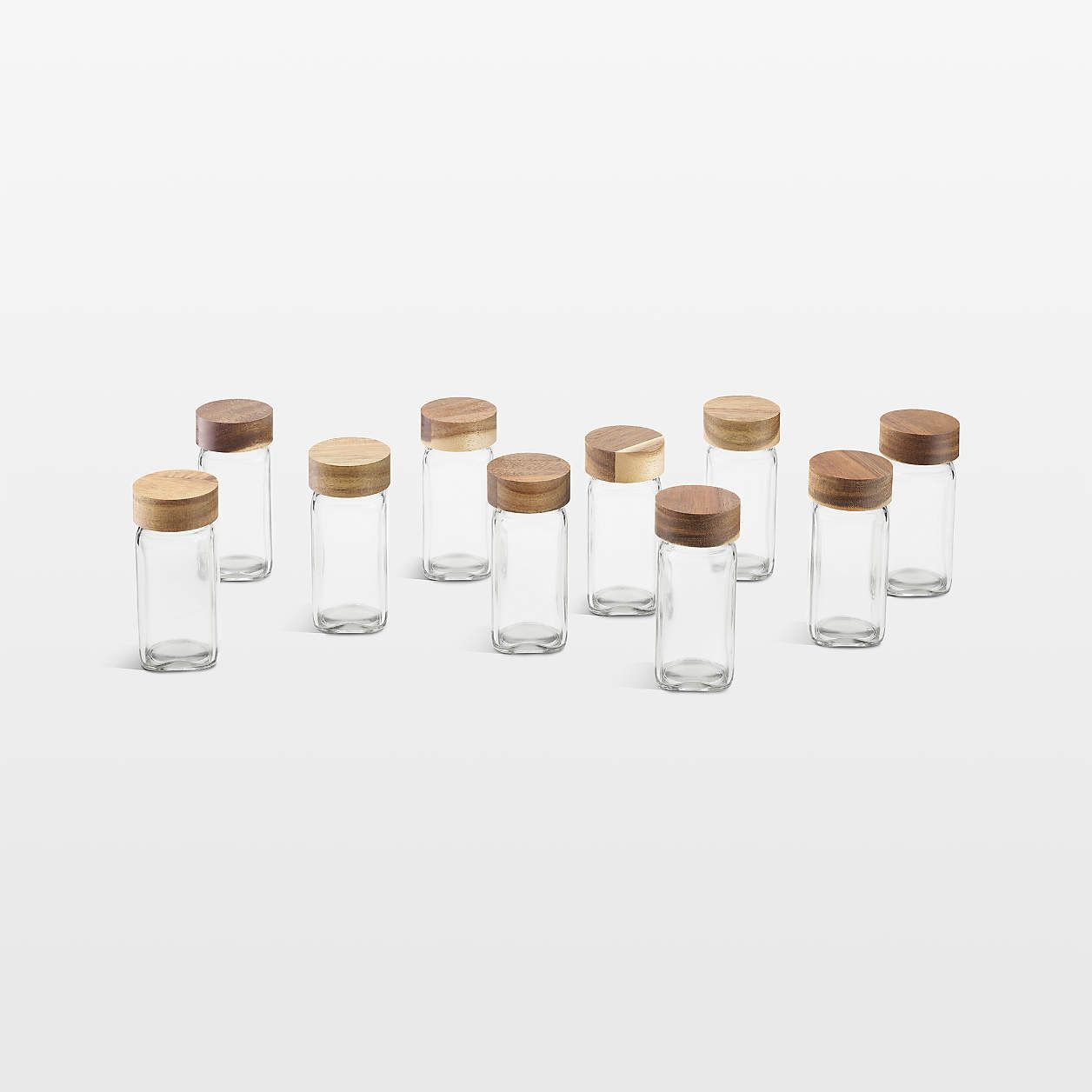 NeatMethod Glass Spice Jars with Bone White Lids + Reviews | Crate & Barrel | Crate & Barrel