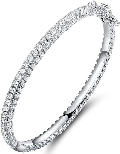 Barzel 18K Gold Plated Crystal Bling Eternity Bangle Bracelet | Amazon (US)