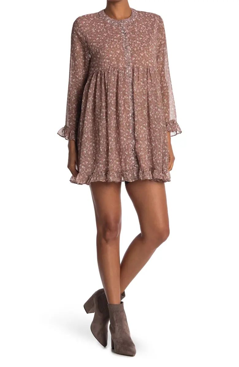 Floral Ruffle Trim Babydoll Dress | Nordstrom Rack