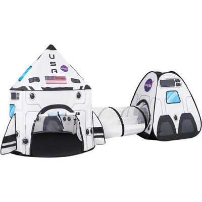 SYNCFUN White Rocket Ship Pop up Play Tent with Tunnel and Playhouse Kids Indoor Outdoor Spaceship Tent Set | Target