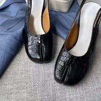 Women's Tabi Cowhide Leather Flats, Split-Toe Mary Jane Flats, Women 8 cm Heel Leather Shoes Sandal  | Etsy (US)