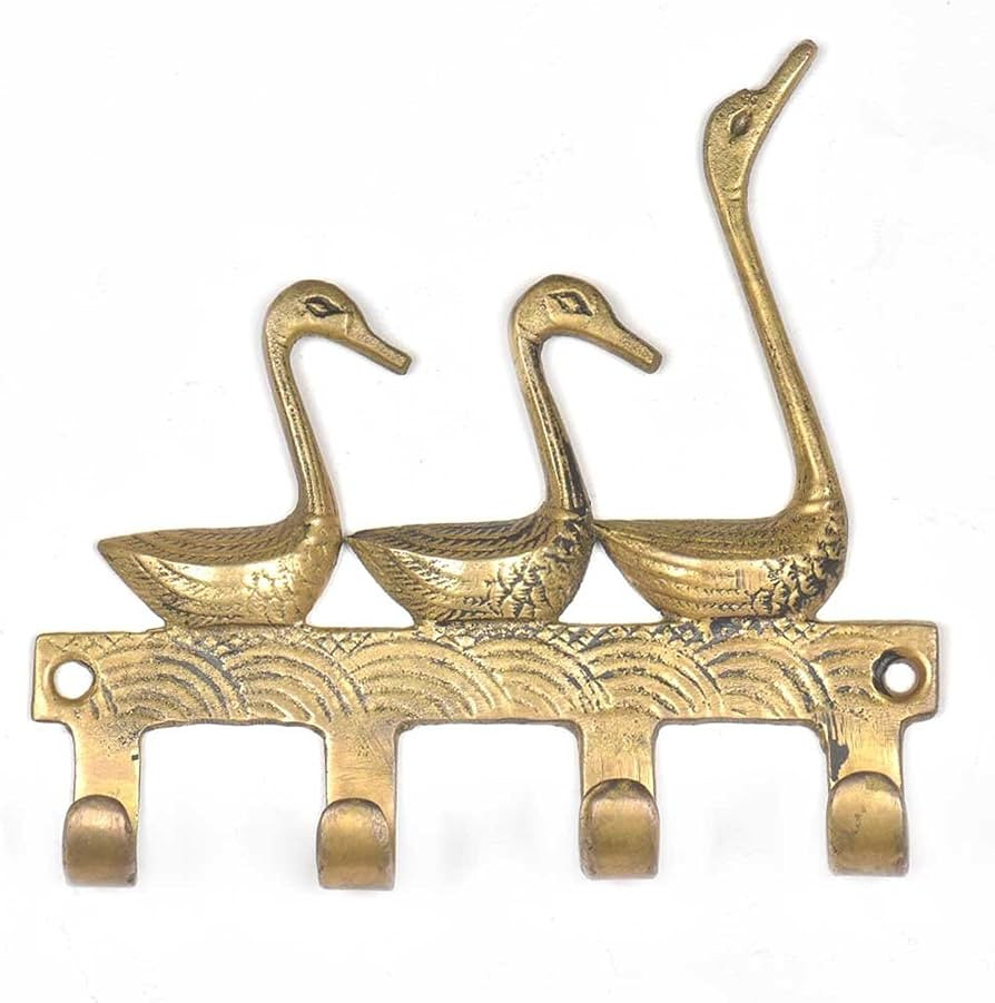 Indian Shelf Animal Goose Wall Hooks for Hanging Brass Unique Vintage Gold Key Holder Decorative ... | Amazon (US)