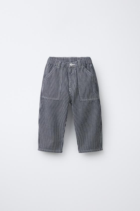 STRIPED BAGGY DENIM TROUSERS | Zara UK