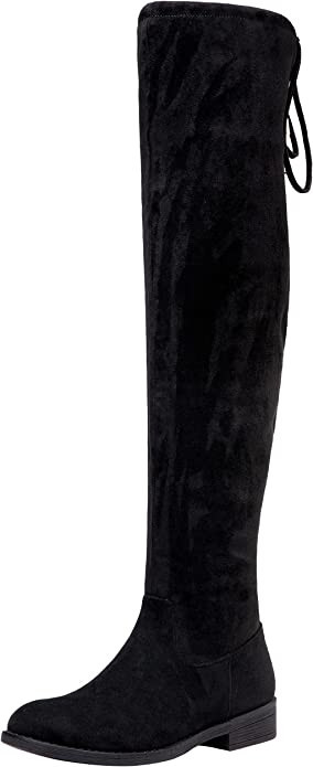 Vepose Women's 998 Suede Over The Knee High Boots Low Flat Heel Elastic Tie Boots for Women Size | Amazon (US)