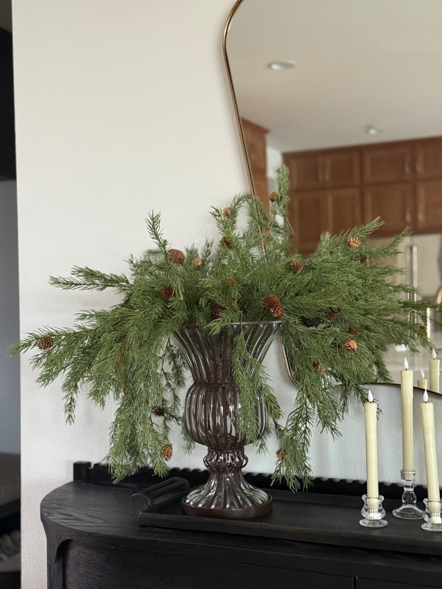 Entry table greener is a must in my house hold! I am obsessed with how this all came together when I was styling for the holiday season! 

#LTKHoliday #LTKHome