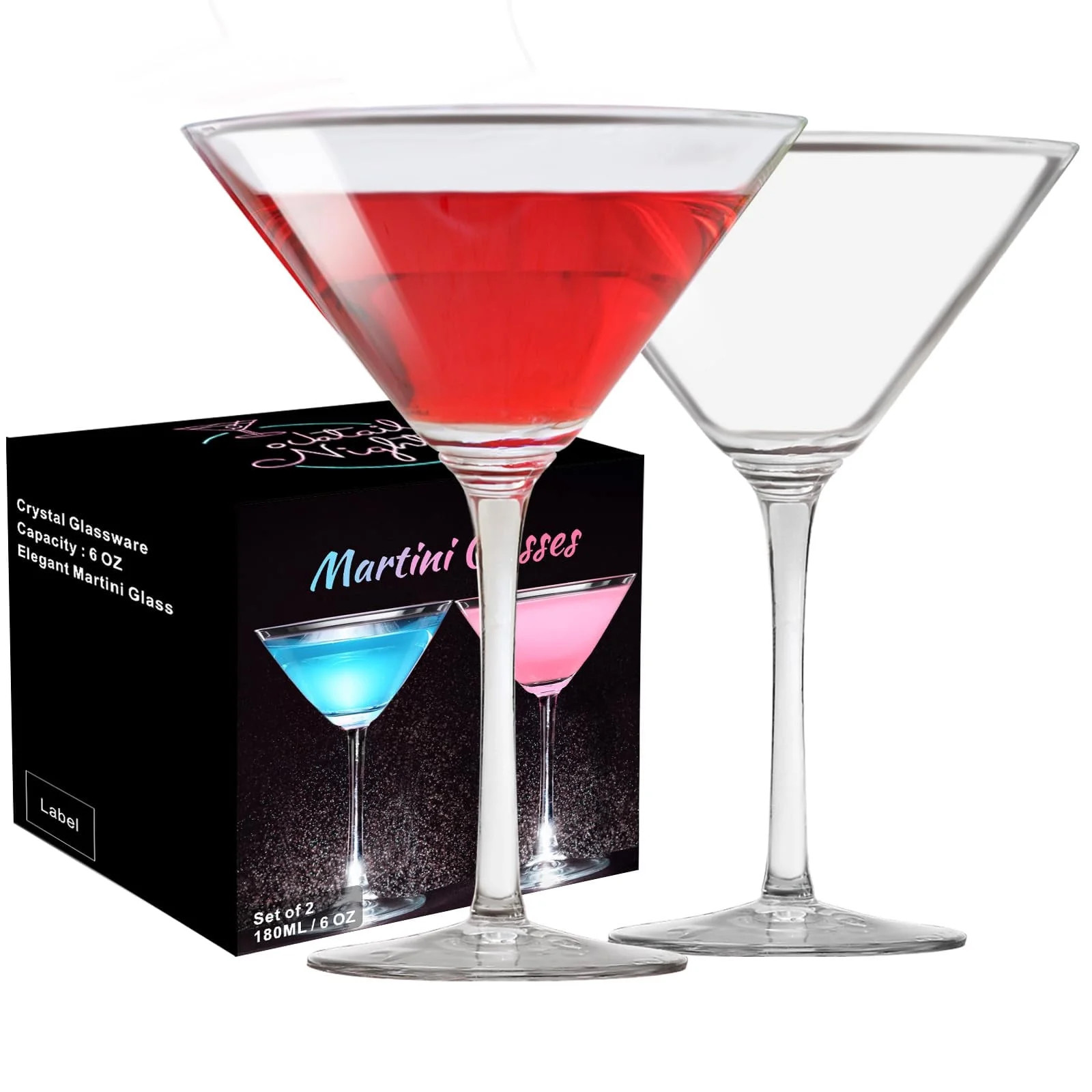 Baalaka Martini Glasses Set of 2, Coupe Glasses, Hand Blown Premium Martini Glasses, Perfect for ... | Walmart (US)