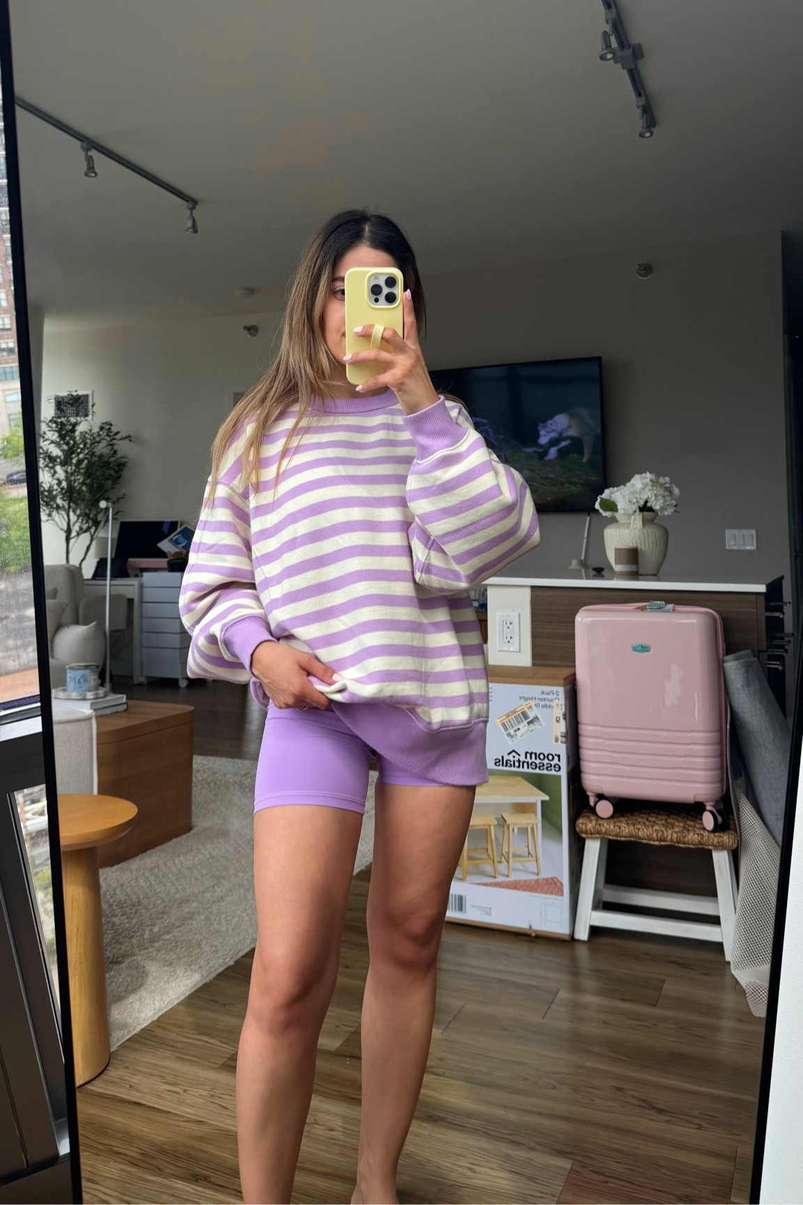 Spring outfit
Aerie finds 
Matching set
Activewear 
Biker shorts 
Oversized sweatshirt 
Striped sweatshirt 
Yellow phone case 


#LTKootd #LTKPetite #LTKgrwm
