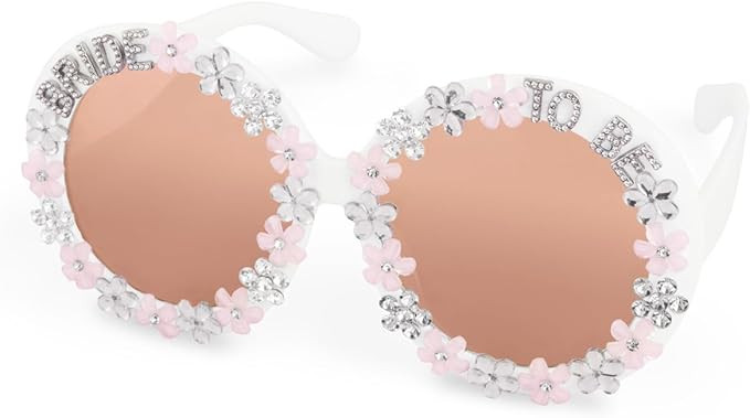 xo, Fetti Groovy Bride To Bride White Sunglasses - Flowers + Rhinestones | Last Disco Bachelorett... | Amazon (US)