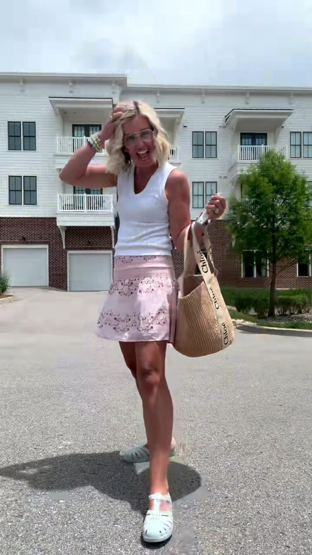 Want a mood booster…get a blowout!! Wearing the skirt of my dreams! Paired it with my go to tank and adorable jellies! 
Tank - medium petite 
Skirt - small
Shoes - 8 tts 

*Use Catherine20 at Allie + Bess

#LTKdayinmylife #LTKOver40 #LTKmomlife