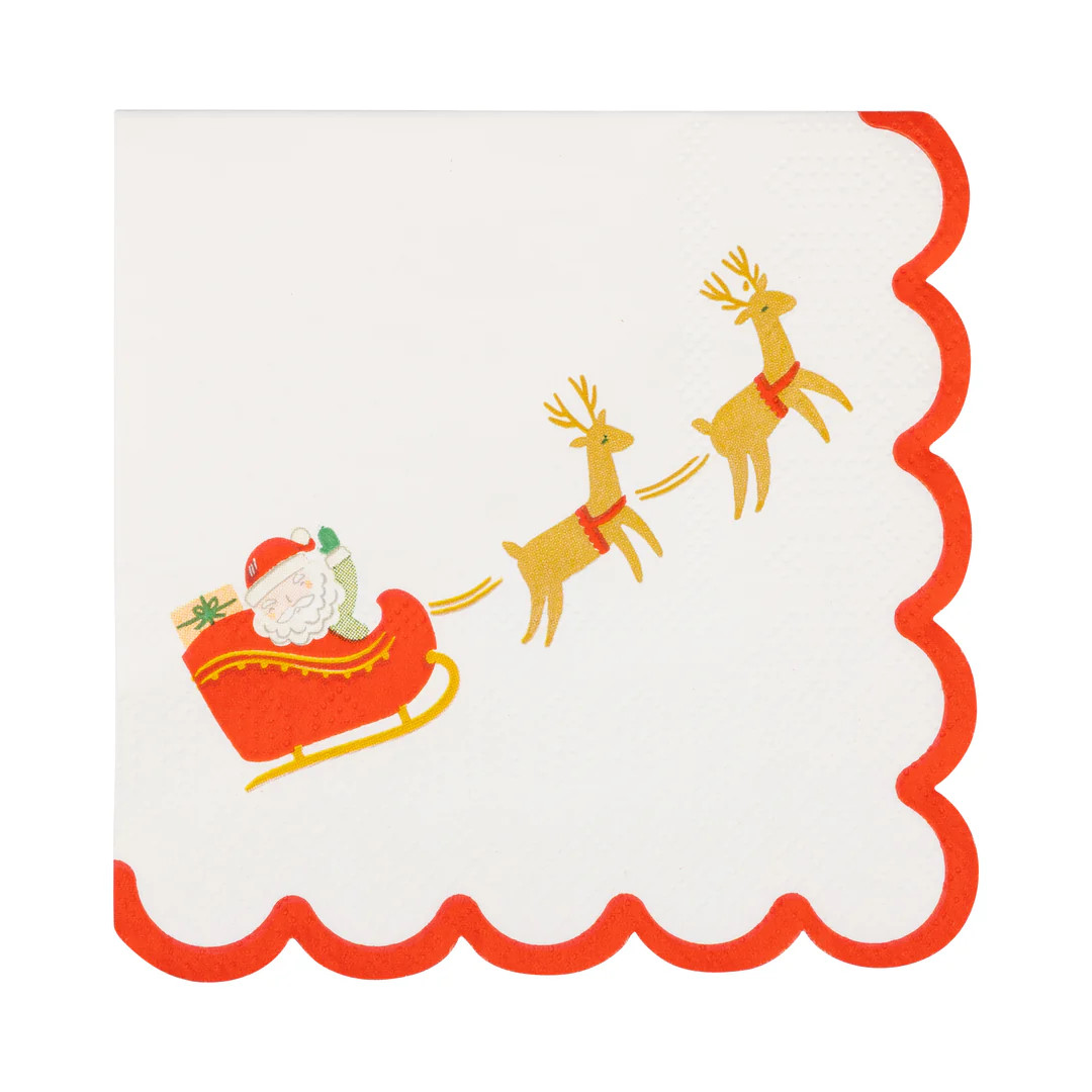 Santa Sleigh Cocktail Napkin | My Mind's Eye