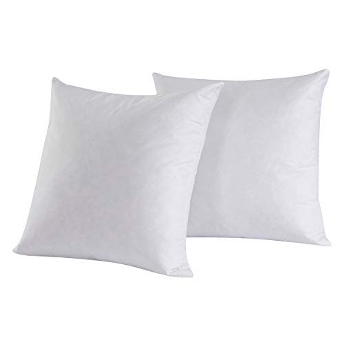 Set of 2, Feather and Down Square Decorative Throw Pillow Insert, Cotton Cover, 18x18 Inch | Amazon (US)