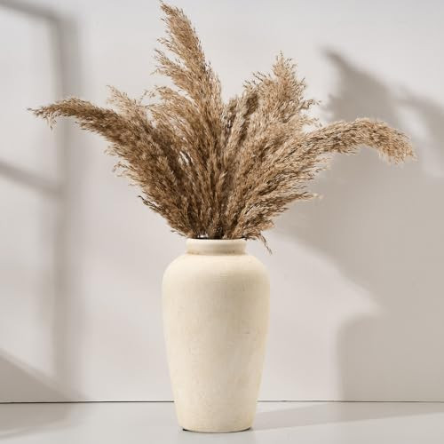 Vaseking Large Ceramic Rustic Vase, 11 inch Minimalist Decorative Farmhouse Tall Vase for Home Decor, Living Room, Shelf Decor, Enterway, Wedding, Table Decoration, White | Amazon (US)
