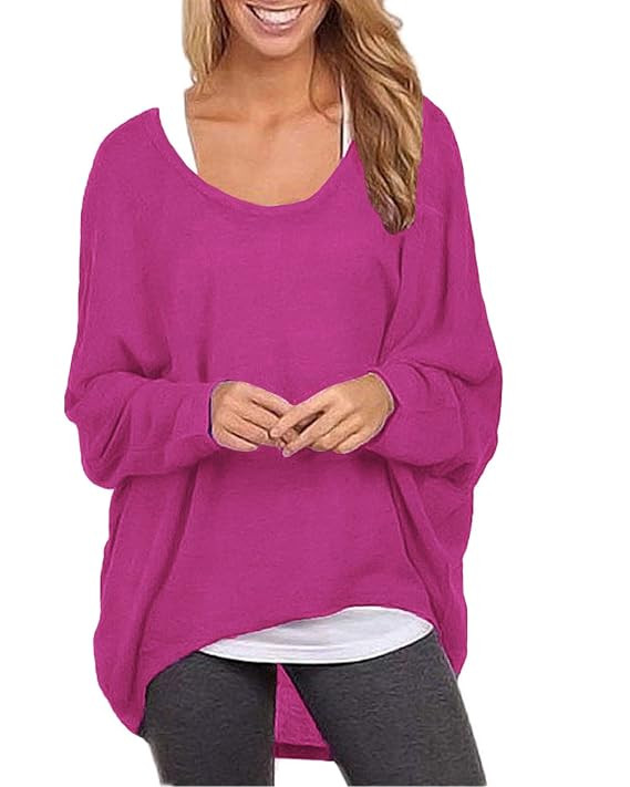 ZANZEA Women's Batwing Sleeve Off Shoulder Loose Oversized Baggy Tops Sweater Pullover Casual Blo... | Amazon (US)
