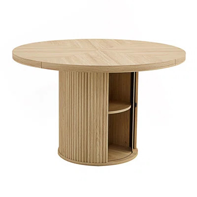 Round Dining Table With Double-Layer Storage Design | Wayfair North America