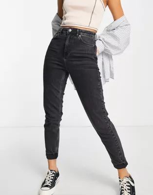 Topshop Mom tapered jeans in washed black | ASOS (Global)