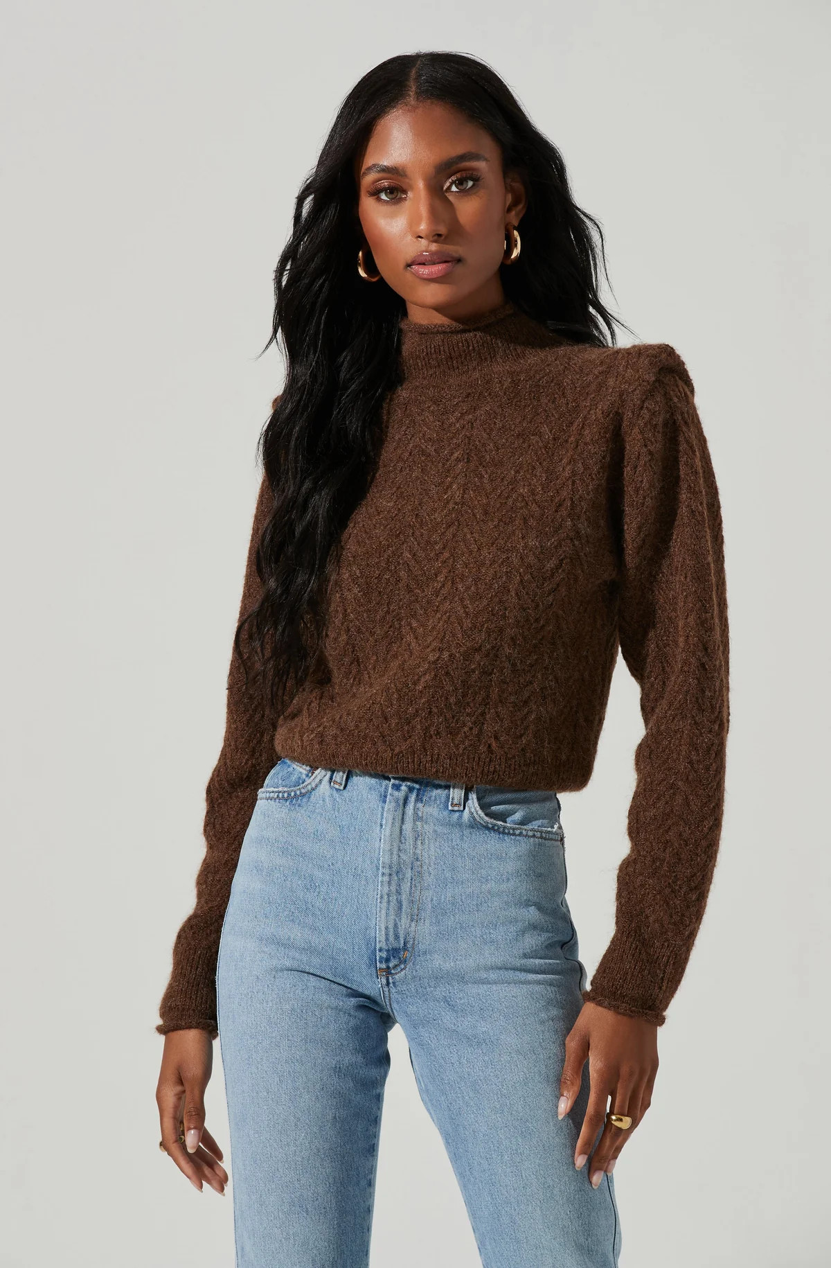 Carlota Cable Knit Mock Neck Sweater | ASTR The Label (US)