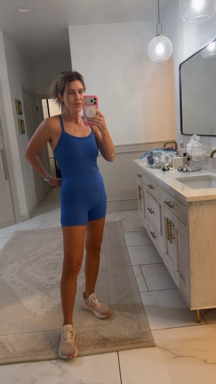Wearing a size medium in the color blue two piece workout set

#LTKOver40 #LTKActive