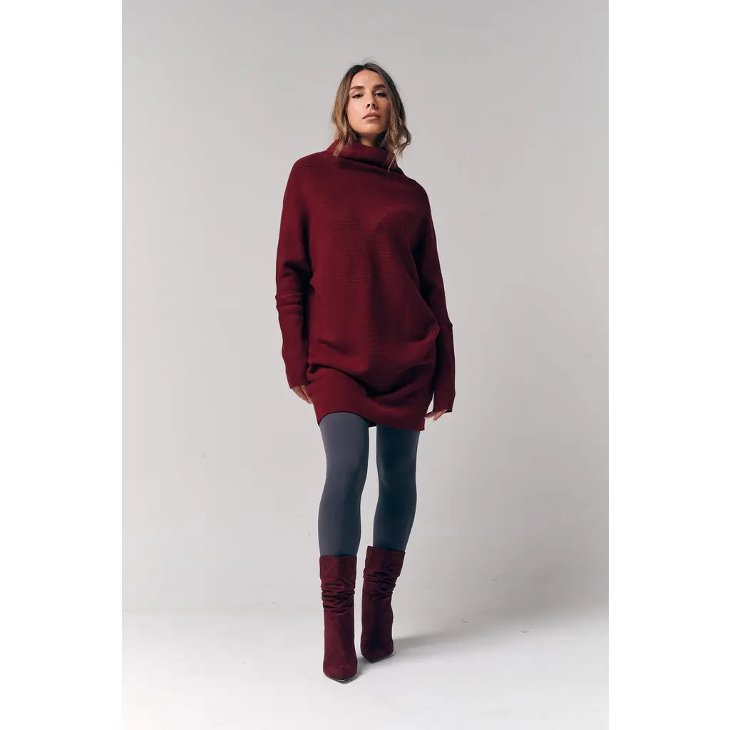 Le Fafo Slouch Neck Dolman Sweater Dress in Burgundy at Nordstrom, Size Medium | Nordstrom