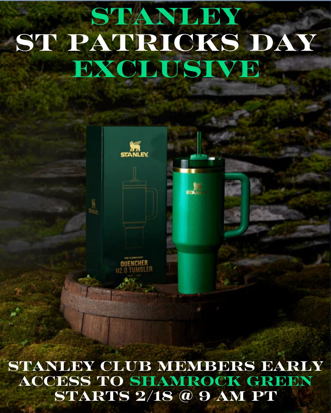 ATTN STANLEY CLUB MEMBERS! Don't miss your chance to get your hands on the exclusive SHAMROCK GREEN color during the members only early access starting TOMORROW 2/18 @ 9:00 AM PT!! it comes in a 40 oz Quencher FlowState, 16 oz Everyday Tumbler, and 8 oz Adventure Flask. Which sizes are you snagging!? All are linked!  

 #LTKGiftGuide #LTKSaleAlert #LTKTravel