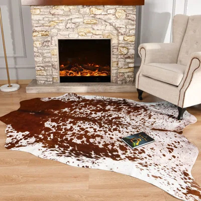 Faux Cowhide Rug Large Cow Print Rug 4.6 X 5.2 Feet Thickened Elastic Cowhide Rug For Bedroom Living Room Home Office Western Decor | Wayfair North America