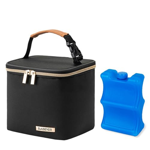 BABEYER Insulated Bottle Bag with Ice Pack Fits 4 Large Baby Bottles Up to 5 Ounce, Cooler Bag Great for Nursing Mom Daycare-Black | Amazon (US)