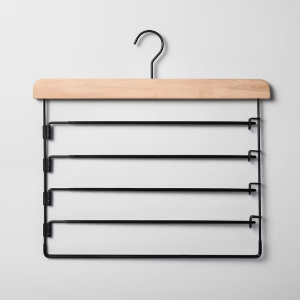 5 Tier Pants Hanger Black with Natural Wood - Brightroom™ | Target