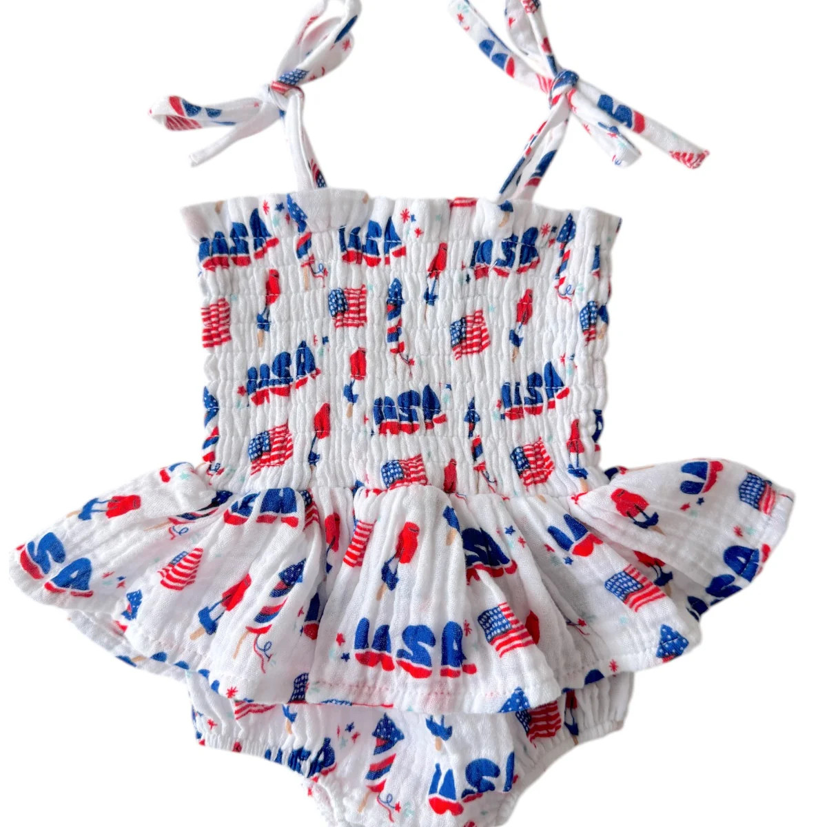 Muslin Smocked Bubble w/ Skirt, 4th of July | SpearmintLOVE