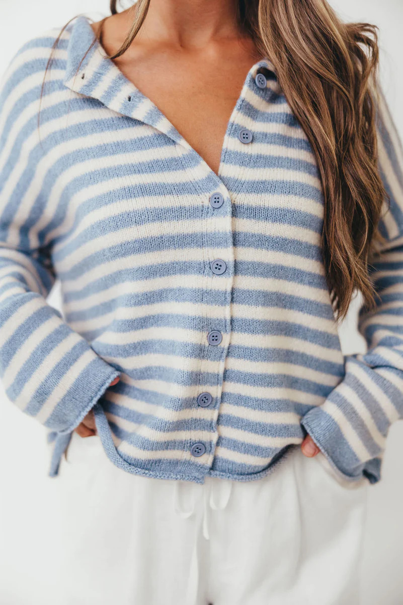 Cove Striped Sweater in Blue Ivory | Worth Collective