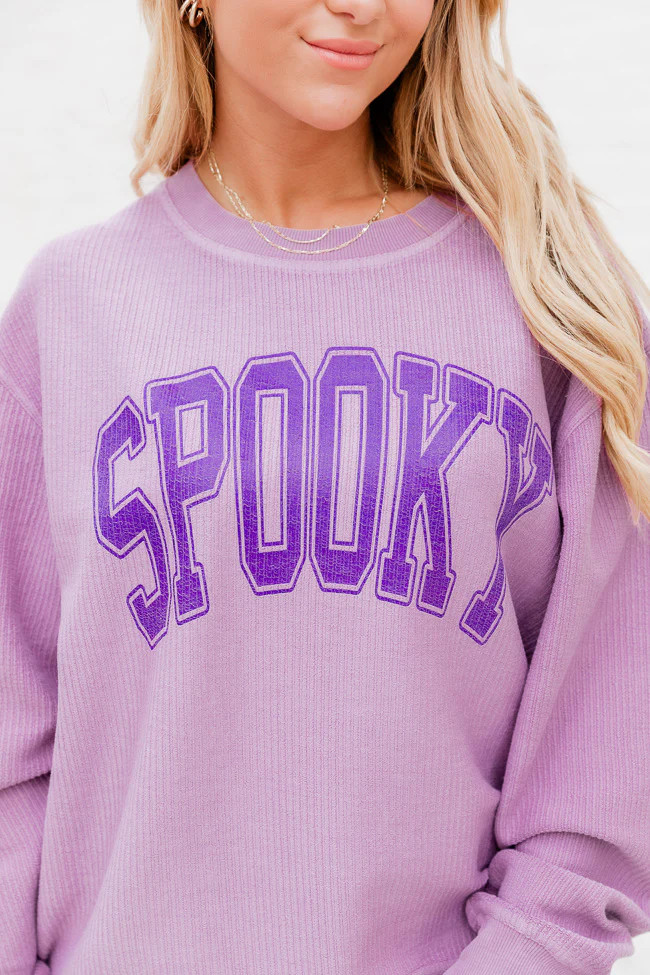 Spooky Purple Corded Graphic Sweatshirt | Pink Lily