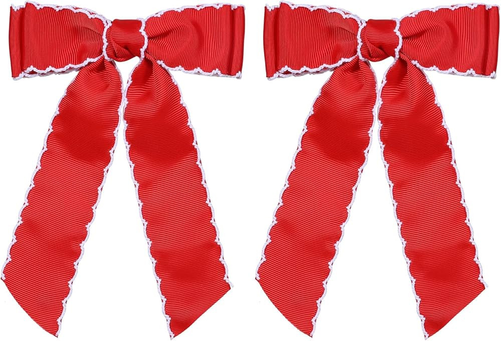 5 Inch Hair Bow Clips Edged Grosgrain Ribbon Hairpins Handmade Hair Accessories with Alligator Cl... | Amazon (US)