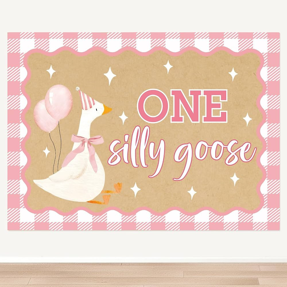 Pink One Silly Goose Happy Birthday Kraft Brown Banner 43 X 31.5 in Silly Goose Print Paper Backd... | Amazon (US)