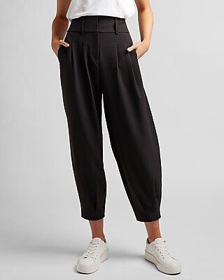 High Waisted Pleated Ankle Pant | Express