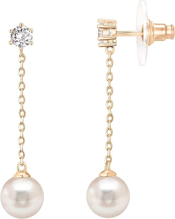 PAVOI 14k Gold Plated Sterling Silver Post Shell Pearl Drop Earrings | Pearl Earrings for Women | Amazon (US)