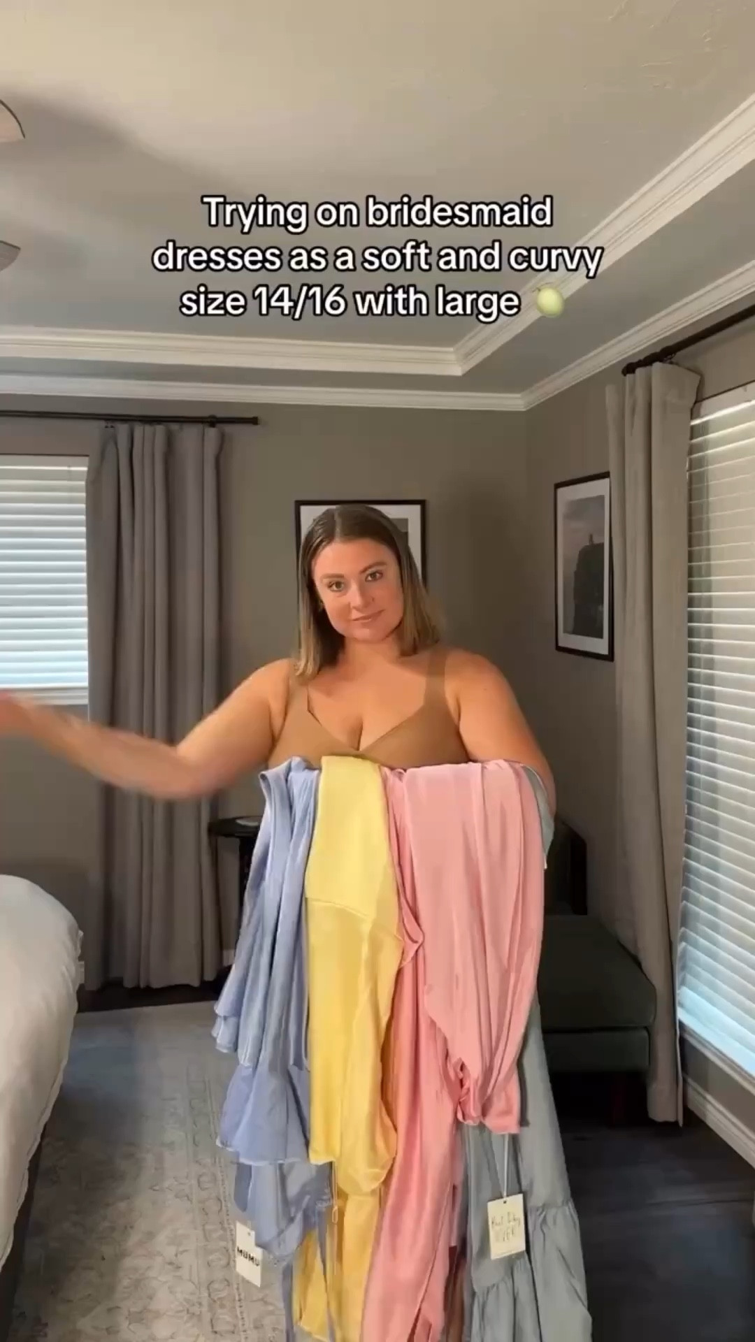 trying on bridesmaid dresses for my sisters wedding 🤍 i’m feeling 5 (who would have guessed i’d love a halter?!) with the right base of shapewear and tape! and apparently some new nude heels 🤪 sharing all these dresses i tried, even the ones that didn’t work, as a reminder it’s okay that not everything is for us and in case you’re on the hunt, maybe you have a smaller chest and can make these pretty dresses work for a spring or summer wedding! #bridesmaiddressinspiration

#LTKWedding #LTKPlusSize #LTKMidsize