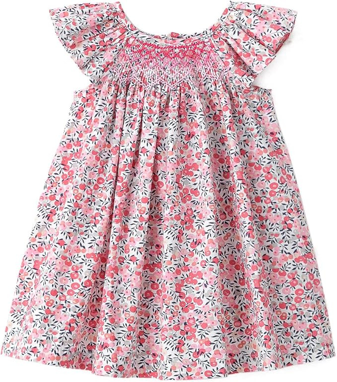 Simplee kids Baby Girl Smocked Dress Summer Casual Short Sleeve Dresses Floral Print Sundress Pri... | Amazon (US)