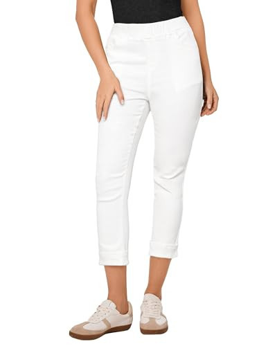 LookbookStore Womens Slimming Jeans White Capri Pants for Women Cute Jeans for Women Cream White Size Medium Size 8 Size 10 | Amazon (US)