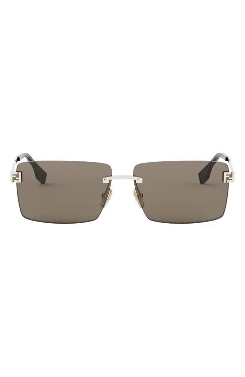 Fendi Sky Rimless Rectangular Sunglasses in Gold /Brown at Nordstrom | Nordstrom